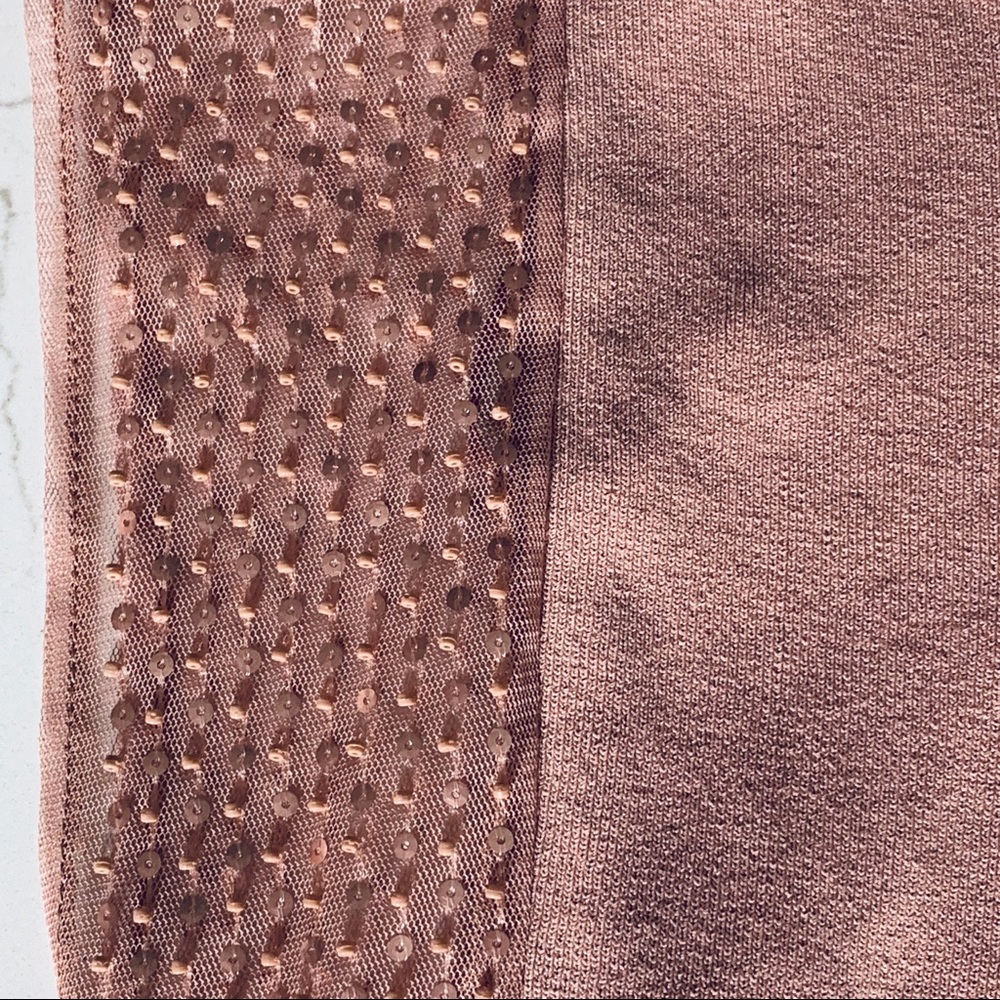 Zara Sequin Sheer Sides Knit Top Mauve M - Picture 7 of 8